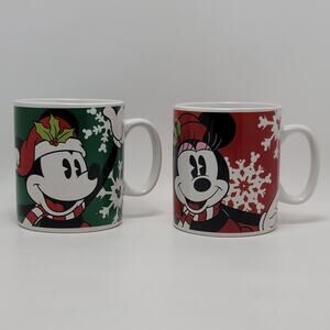 Disney Galerie Huge Mickey & Minnie Mouse Christmas X Large Coffee Mugs Set of 2